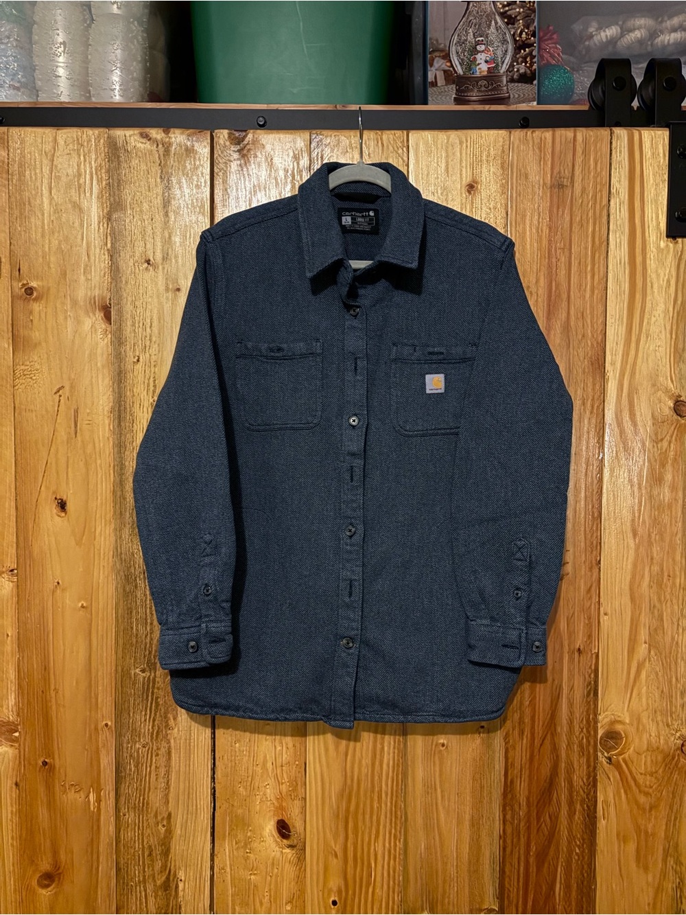 Carhartt Women’s Blue Button-Up Heavy Workshirt Large